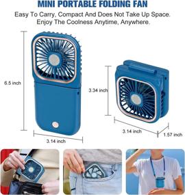 img 3 attached to 🌀 Portable Fan: USB Desk Fan with Phone Holder, Rechargeable & Wearable Personal Fan - 3 Speeds, Foldable Design - Blue Color