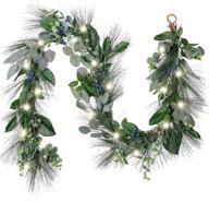 🎄 valery madelyn 6ft natural fresh christmas garland with 20 led lights, blueberries, and battery operated - ideal xmas decor for front door, window, fireplace mantle logo