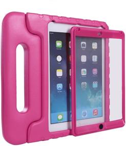 img 3 attached to HDE Case For IPad Air 2 - Kids Shockproof Bumper Hard Cover Handle Stand With Built In Screen Protector For Apple IPad Air 2 - 2014 Release 2Nd Generation (Hot Pink)