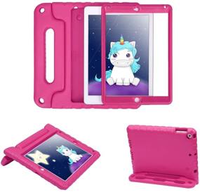 img 4 attached to HDE Case For IPad Air 2 - Kids Shockproof Bumper Hard Cover Handle Stand With Built In Screen Protector For Apple IPad Air 2 - 2014 Release 2Nd Generation (Hot Pink)