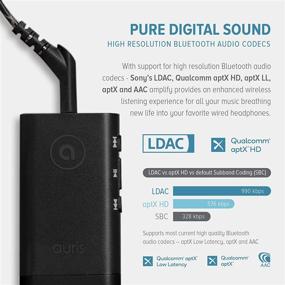img 1 attached to 🎧 Auris Amplify Portable Hi-Fi Bluetooth Adapter Receiver with 32bit DAC Amp, LDAC, aptX HD, aptX, AAC, Clip & 3.5mm AUX Output - Black