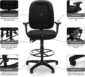 img 3 attached to 🪑 OFM 125-DK Ergonomic Task Chair with Arms and Drafting Kit: Comfortable Mid Back Design in Black