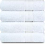 🛀 adobella 4 premium turkish bath collection towels – high-quality 100% combed turkish cotton, 600 gsm, super plush and quick dry – set of 4 white 27 x 54 inch bath towels logo