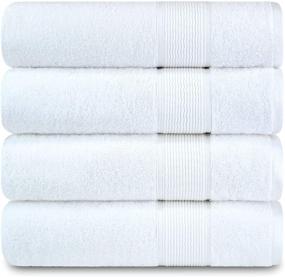 img 4 attached to 🛀 Adobella 4 Premium Turkish Bath Collection Towels – High-Quality 100% Combed Turkish Cotton, 600 GSM, Super Plush and Quick Dry – Set of 4 White 27 x 54 inch Bath Towels