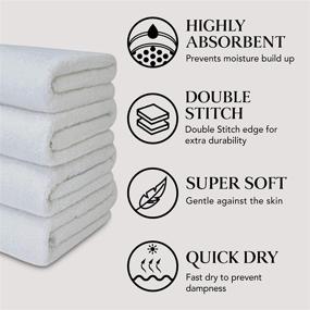 img 1 attached to 🛀 Adobella 4 Premium Turkish Bath Collection Towels – High-Quality 100% Combed Turkish Cotton, 600 GSM, Super Plush and Quick Dry – Set of 4 White 27 x 54 inch Bath Towels