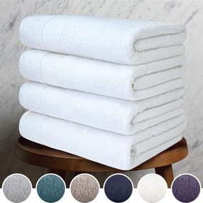 img 3 attached to 🛀 Adobella 4 Premium Turkish Bath Collection Towels – High-Quality 100% Combed Turkish Cotton, 600 GSM, Super Plush and Quick Dry – Set of 4 White 27 x 54 inch Bath Towels