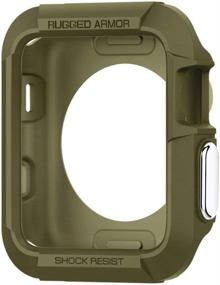 img 4 attached to 🍏 Чехол Spigen Rugged Armor для часов Apple - 42 мм серии 3/серии 2/1, оливково-зеленый