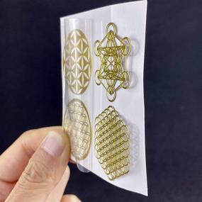 img 3 attached to 🌿 Sacred Geometry Orgone Sticker Set - Flower of Life/Tree of Life Design with Golden Metal and Stickers - 4pcs Metal & 40pcs Golden Stickers