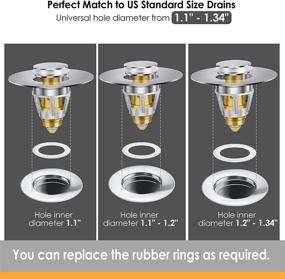 img 2 attached to 🚿 Universal Stainless Steel Bathroom Sink Stopper - Upgraded Bullet Core Push Type Drain Filter for 1.1~1.34" Sink Drain - Anti-Clogging, Anti-Leakage Bathtub Stopper with Basket