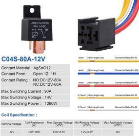 img 3 attached to 🚘 EHDIS 2 Packs Car Relay with Harness: Heavy-Duty 5-Pin 80A 12V Relay with Socket Plug – Automotive Relay JD2912-1Z-12VDC 80A 14VDC