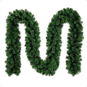 img 4 attached to 9-Foot Christmas Garland: Portico Green Holiday Decor for Outdoor or Indoor Use in Home Garden, Artificial Greenery for Wedding Party Decorations