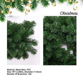 img 3 attached to 9-Foot Christmas Garland: Portico Green Holiday Decor for Outdoor or Indoor Use in Home Garden, Artificial Greenery for Wedding Party Decorations