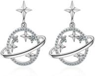 plated zircon earrings universe dangle logo