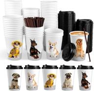 dog-themed 16 oz disposable coffee cups with lids, perfect for home, office & travel - set of 72 logo