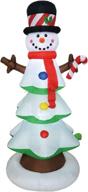🎄 6 ft christmas inflatable snowman with branch hand led lights - fun indoor-outdoor yard lawn decoration for xmas holiday blow up party display logo