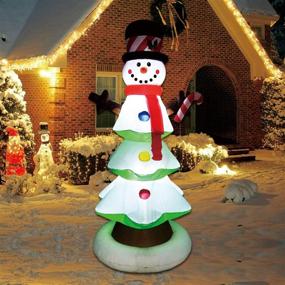 img 1 attached to 🎄 6 FT Christmas Inflatable Snowman with Branch Hand LED Lights - Fun Indoor-Outdoor Yard Lawn Decoration for Xmas Holiday Blow Up Party Display