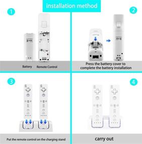 img 1 attached to 🎮 VTone 2 in 1 Controller Charging Station for Wii Remotes and Gamepad – Charger with 2 Pack of 2800 MAh High Capacity Rechargeable Battery Pack (White)