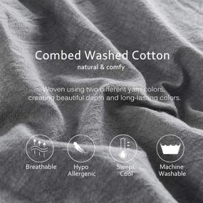 img 1 attached to 🛏️ Full/Queen Size Bedding Duvet Covers Set in Light Grey - Washed Cotton Chambray, Breathable & Relaxing