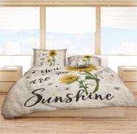 🌻 full size sunshine sunflower vintage newspaper bedding set - 3 piece comforter/quilt cover set with 2 pillow shams for kids, teens, adults, and toddlers logo