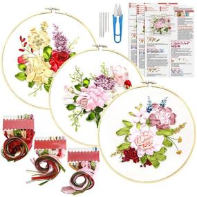 img 4 attached to Outgeek Embroidery Beginner Kit: Full Range Silk Ribbon & Cross Stitch 3D Embroidery Set for Art Craft Sewing