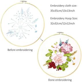 img 1 attached to Outgeek Embroidery Beginner Kit: Full Range Silk Ribbon & Cross Stitch 3D Embroidery Set for Art Craft Sewing
