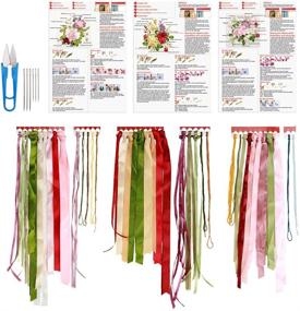 img 3 attached to Outgeek Embroidery Beginner Kit: Full Range Silk Ribbon & Cross Stitch 3D Embroidery Set for Art Craft Sewing