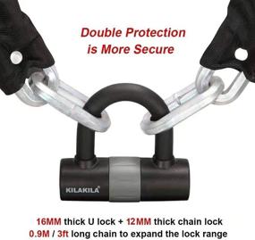 img 2 attached to KILAKILA Heavy-Duty Bike Lock with 12mm Chain, Motorbike Lock, and Disc Lock + Bonus 16mm U Lock