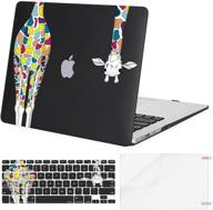 🦒 mosiso macbook air 13 inch case (a1369 & a1466) - giraffe pattern hard shell, keyboard cover, screen protector - black logo