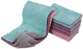 img 3 attached to 🧼 Marpressel 10-Pack Cleaning Cloths for Kitchen - Extra Absorbent Coral Velvet Dish Towels, Non-Stick Oil Removal and Quick Drying Towels