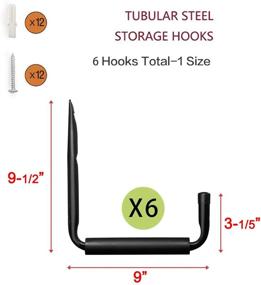 img 3 attached to HauSun Heavy Duty 9-Inch Arm Large Indoor Outdoor Storage Hooks Hangers with EVA Protector, Wall Mount Garage Hangers & Organizer for Ladders, Tools, Bikes, Jeep Door Hanger, Pack of 6