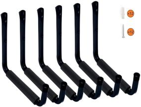 img 4 attached to HauSun Heavy Duty 9-Inch Arm Large Indoor Outdoor Storage Hooks Hangers with EVA Protector, Wall Mount Garage Hangers & Organizer for Ladders, Tools, Bikes, Jeep Door Hanger, Pack of 6