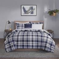 🛏️ madison park essentials cozy bed in a bag: reversible comforter & sheet set, twin, patrick navy - casual plaid cabin design, all season cover, decorative pillow - 6 piece bundle logo