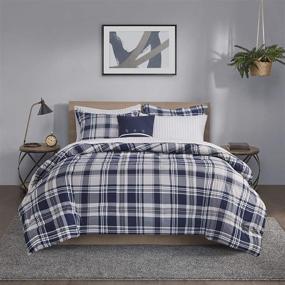 img 4 attached to 🛏️ Madison Park Essentials Cozy Bed in A Bag: Reversible Comforter & Sheet Set, Twin, Patrick Navy - Casual Plaid Cabin Design, All Season Cover, Decorative Pillow - 6 Piece Bundle