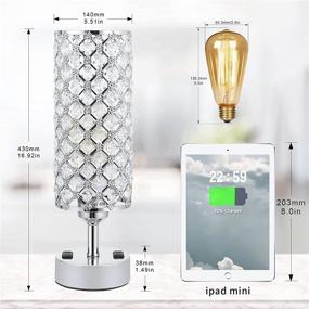 img 3 attached to 💡Улучшите свое пространство с Круглой 13.5 Кристальной Сенсорной USB Лампой: Черная Кристальная настольная лампа с двумя USB-портами и розетками (Серебро)