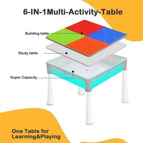 img 3 attached to 🧒 YMINA Kids 6-in-1 Multi Activity Table Set with Storage - Large Building Block, Water, Sand, Craft, and Building Blocks Table for Toddlers Activity - Includes 300 Pieces