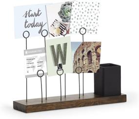 img 4 attached to 🌿 Umbra 1004414-048 Gala Photo Display and Planter/Pen Holder - Multi Gallery for 7 Images, Desk Picture Frame in Black/Walnut, 12-inch Depth