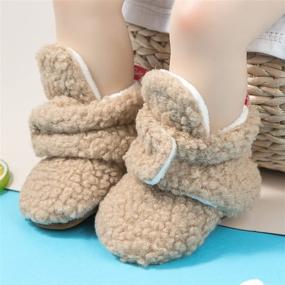 img 2 attached to 👶 Meckior Cozy Fleece Booties for Infant Baby Girls and Boys with Grippers, Perfect Newborn Toddler First Shoes