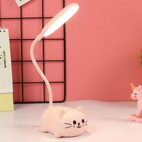 img 4 attached to 💡 Wireless Charging LED Desk Lamp for Kids, USB Rechargeable Student Learning Eye Protection Lamp, Cute Cartoons Toy Lamp Gift for Dormitory (Pink)