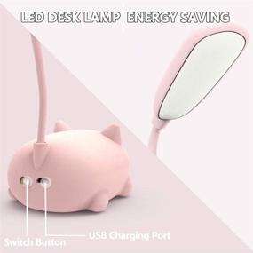 img 2 attached to 💡 Wireless Charging LED Desk Lamp for Kids, USB Rechargeable Student Learning Eye Protection Lamp, Cute Cartoons Toy Lamp Gift for Dormitory (Pink)