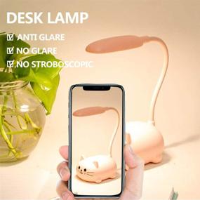 img 3 attached to 💡 Wireless Charging LED Desk Lamp for Kids, USB Rechargeable Student Learning Eye Protection Lamp, Cute Cartoons Toy Lamp Gift for Dormitory (Pink)