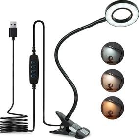 img 4 attached to Clip-on Desk Lamp with 24 LEDs, 10 Brightness Dimmer, 3 Color Modes, 360° Flexible Gooseneck, USB Book Light, Eye Protection & Headboard Lamp for Bed Night Reading