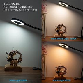 img 2 attached to Clip-on Desk Lamp with 24 LEDs, 10 Brightness Dimmer, 3 Color Modes, 360° Flexible Gooseneck, USB Book Light, Eye Protection & Headboard Lamp for Bed Night Reading