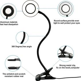 img 3 attached to Clip-on Desk Lamp with 24 LEDs, 10 Brightness Dimmer, 3 Color Modes, 360° Flexible Gooseneck, USB Book Light, Eye Protection & Headboard Lamp for Bed Night Reading