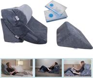 enhance comfort and recovery with the 4 pcs orthopedic bed wedge pillow set – perfect support for post surgery, relaxation, acid reflux, reading, leg elevation, snoring – experience adjustable head and back support with memory foam cushion (grey) logo