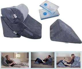 img 4 attached to Enhance Comfort and Recovery with the 4 Pcs Orthopedic Bed Wedge Pillow Set – Perfect Support for Post Surgery, Relaxation, Acid Reflux, Reading, Leg Elevation, Snoring – Experience Adjustable Head and Back Support with Memory Foam Cushion (Grey)