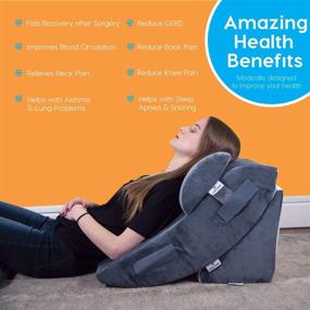 img 1 attached to Enhance Comfort and Recovery with the 4 Pcs Orthopedic Bed Wedge Pillow Set – Perfect Support for Post Surgery, Relaxation, Acid Reflux, Reading, Leg Elevation, Snoring – Experience Adjustable Head and Back Support with Memory Foam Cushion (Grey)