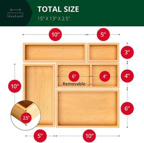 img 3 attached to 📦 Premium Bamboo Drawer Organizer Storage Box Set - Versatile Multi-Use Organizer for Kitchen, Bathroom, Office Desk, Makeup, Jewelry (5 Boxes)