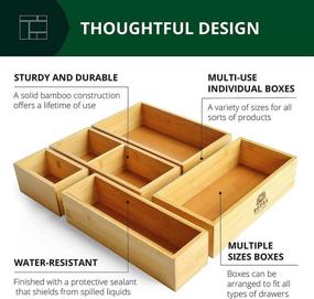 img 2 attached to 📦 Premium Bamboo Drawer Organizer Storage Box Set - Versatile Multi-Use Organizer for Kitchen, Bathroom, Office Desk, Makeup, Jewelry (5 Boxes)