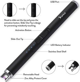 img 3 attached to 🔥 SUPRUS Lighter: USB Rechargeable Electric Candle Lighter with Upgraded LED Display & Safety Switch - Flameless Plasma, Windproof, Pocket Size for BBQs, Cooking, Fireworks