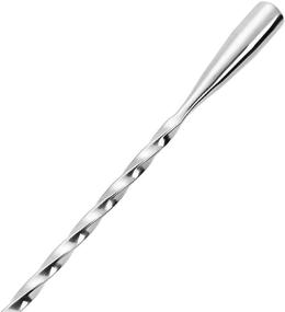 img 1 attached to 🍹 12-Inch Stainless Steel Spiral Patterned Bartender Mixing Spoon Cocktail Stirrers - Long Handle Bar Spoon Stirrer Set (2-Pack)